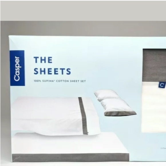 Casper Bedding Casper White Cotton Sheet Set Whitegray New Nwt